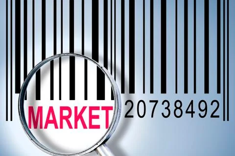 Market on barcode 스톡 사진
