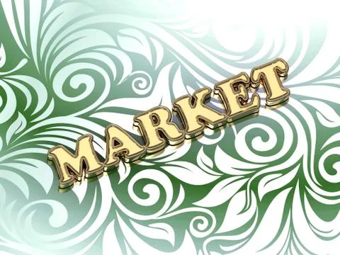 MARKET bright color letters on nice green ornament background Stock Illustration