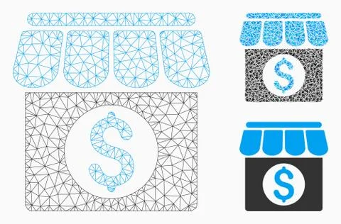 Market Building Vector Mesh 2D Model and Triangle Mosaic Icon Ilustración de archivo