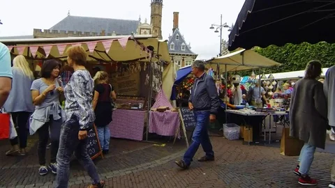 Market in centre Haarlem Stock Footage 75467704