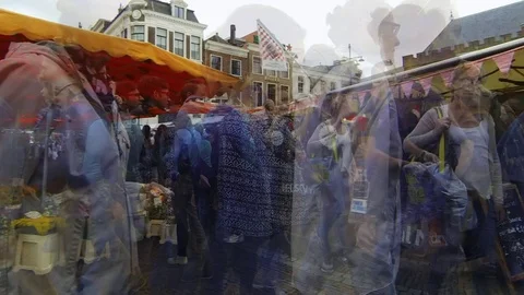 Market in centre Haarlem Stock Footage 75467740