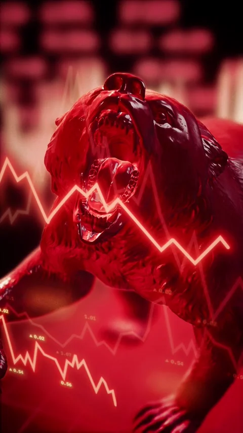 Market chart bear market vertical video Stockbeeldmateriaal 343111579
