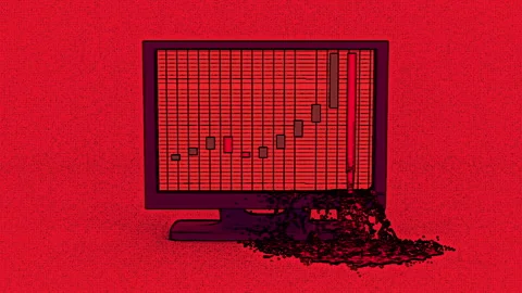 Market chart with blood leaking from a declining graph. Abstract stock Stock Footage 151847686