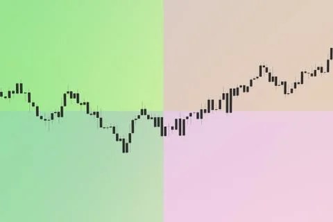 Market chart with growth graph 3D illustration on color background Stockillustratie