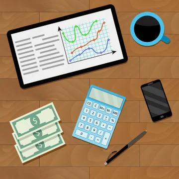 Market chart on tablet Stock Illustration