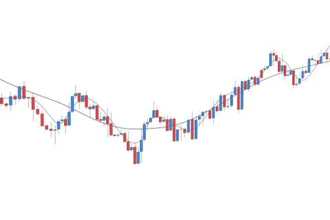 Market chart with trend lines 3D rendering isolated on white Stock Illustration