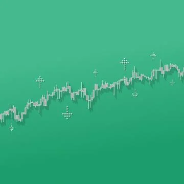 Market chart uptrend chart on green background. 3D illustration Stockillustratie