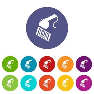 Market code scanner icons set vector color Stock-Illustration