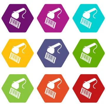 Market code scanner icons set 9 イラスト素材