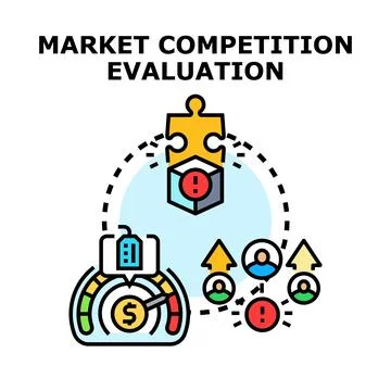 Market competition evaluation assessing business challenges concept Stockillustratie