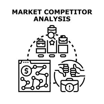 Market competitor analysis concept comparing business performance イラスト素材