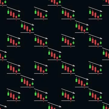 Market Data Analysis with Candlestick Chart vector colored seamless pattern Illustrazione stock