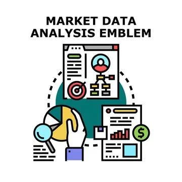 Market data analysis global business strategy concept Stock Illustration