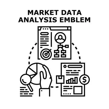 Market data analysis global business strategy concept Stock Illustration