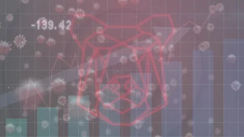 Market data updating, red bear icon pulsing on phone screen, hand holding phone Stock Footage 326993955