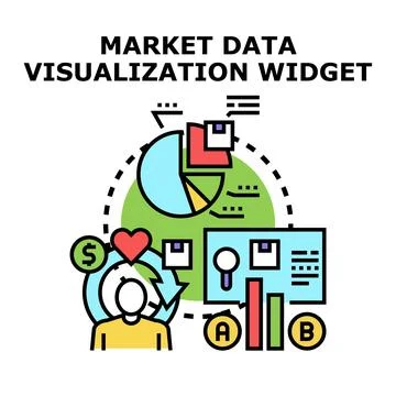 Market data visualization widget illustrating business analytics Stock Illustration