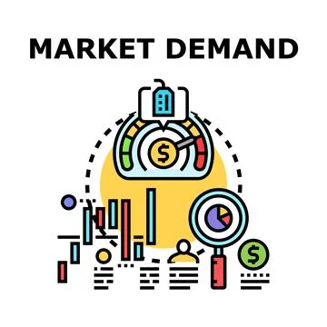Market demand analysis determining consumer needs business Illustrazione stock