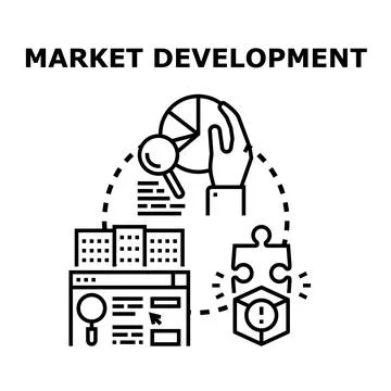 Market development strategy research and analysis concept Stock Illustration