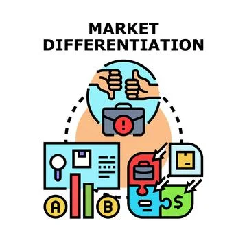 Market differentiation strategy concept developing competition analysis Stock Illustration