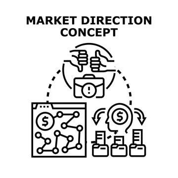 Market direction analysis identifying business strategy opportunity Stock Illustration