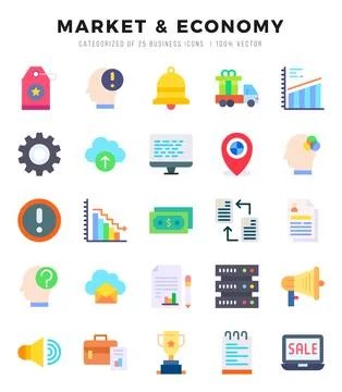 Market &amp; Economy elements. Flat web icon set. Simple vector illustration. 스톡 일러스트