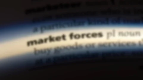Market forces word in a dictionary. Stock Footage 99563389