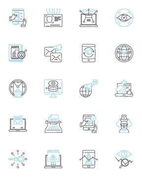 Market forecasting linear icons set. Prediction, Analysis, Trend, Estimate Stock Illustration