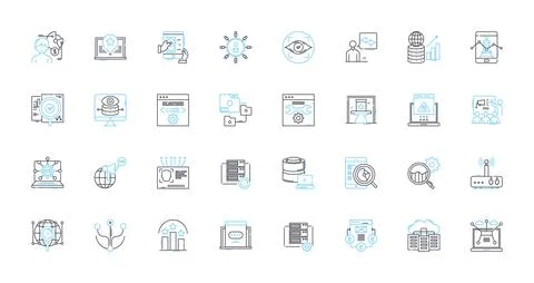 Market forecasting linear icons set. Prediction, Analysis, Trend, Estimate Stock Illustration