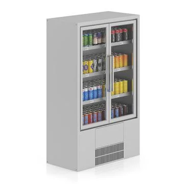 Market Fridge - Canned drinks 2 3D Model