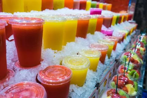 Market fruit Juices Stock Photos