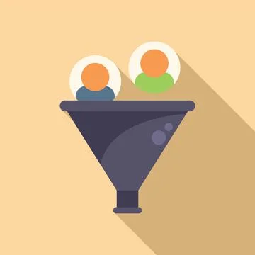 Market funnel icon flat vector. Customer target Illustrazione stock