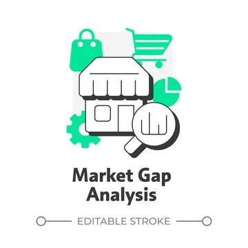 Market gap analysis flat outline concept icon Stock Illustration