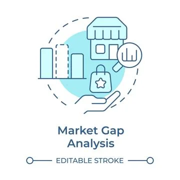 Market gap analysis soft blue concept icon Stock Illustration