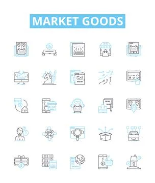 Market goods vector line icons set. Goods, Market, Products, Supplies, Items Stock Illustration