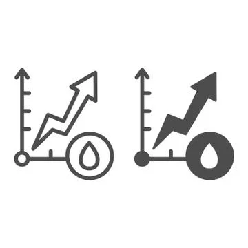 Market graph line and solid icon. Price growth, trading chart with drop sign Stock Illustration