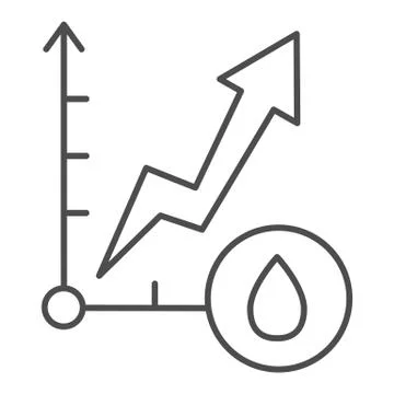 Market graph thin line icon. Price growth, trading chart with drop sign. Oil Stock Illustration