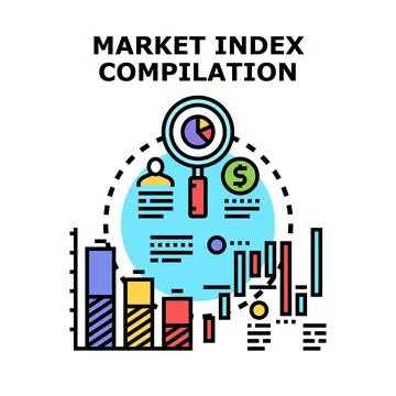 Market index compilation analyzing financial data Stock Illustration