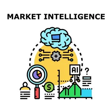 Market intelligence concept analyzing business data strategy 库存插图