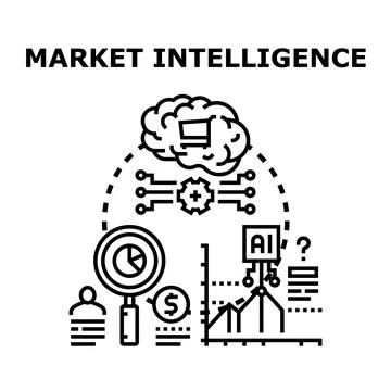 Market intelligence concept analyzing business data strategy 库存插图