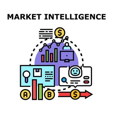 Market intelligence concept vector icon analyzing strategy Stock Illustration