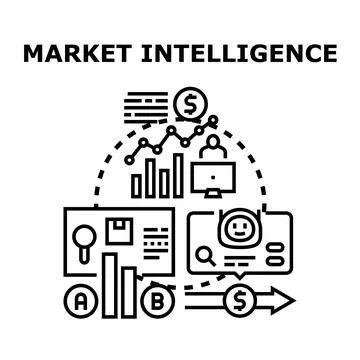 Market intelligence concept vector icon analyzing strategy Stock Illustration