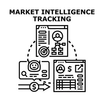 Market intelligence tracking for business analytics and strategic planning Illustrazione stock