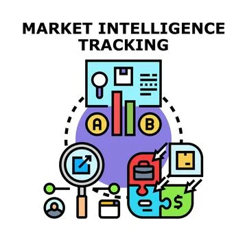 Market intelligence tracking for business analytics and strategy Stock Illustration