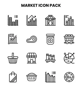 Market Line Graphics Icons Pack Stock Illustration