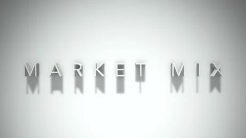 Market mix 3D title animation with shadows on a white background Stockbeeldmateriaal 297456441