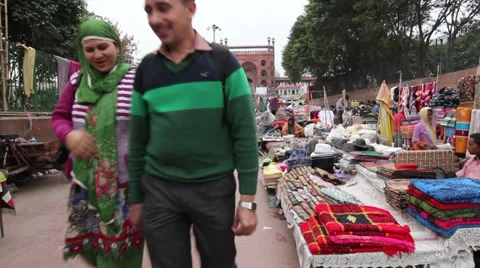 Market at Mosque in India Stock Footage 37017477