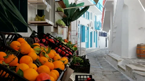 Market in Mykonos Stock Footage