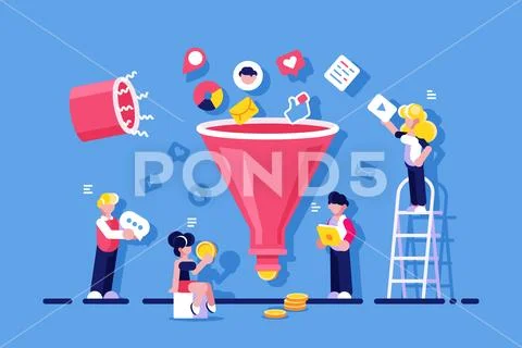 Market optimization with funneling Stock Illustration