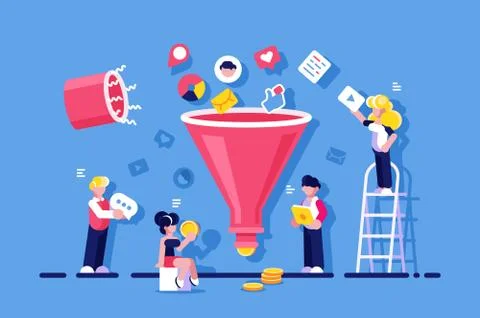 Market optimization with funneling Stock Illustration