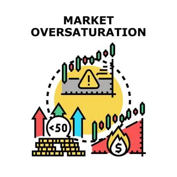 Market oversaturation concept with decreasing performance strategy Stock Illustration